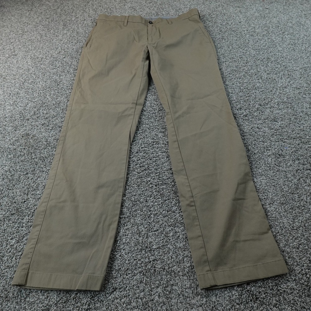 NEW Cole Haan Pants Mens 34X32 Beige Tan Brrown Chino Trouser Flat Front Stretch